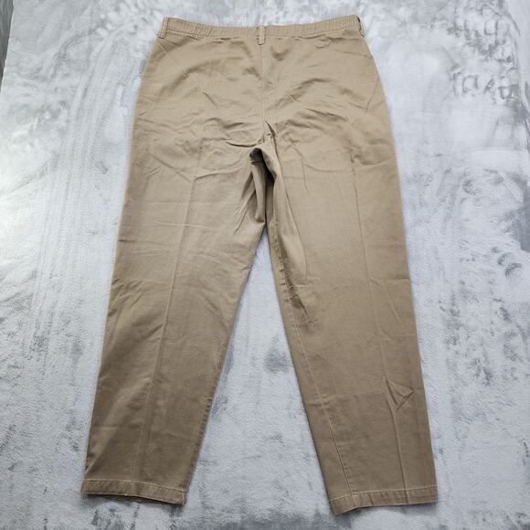Vintage 80s Cherokee Pants Womens 18 Tan Brown Pleated Tapered Bareback Preppy - Picture 2 of 11
